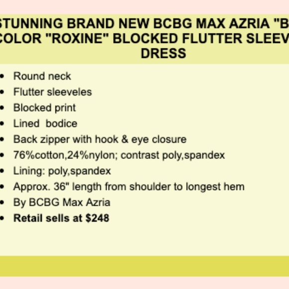 BCBG Black Roxine  Flutter Sleeve Derby Dress NWT - Picture 4 of 4